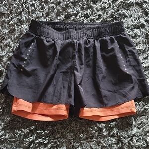 Athletic Women's Black and Orange Shorts